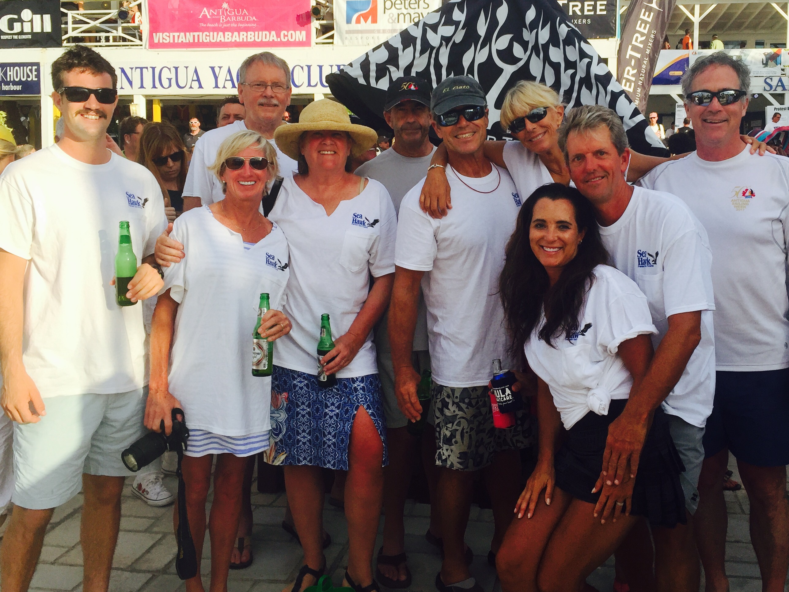 The Thirst crew wearing "Sea Hawk" shirts.