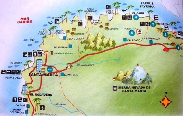 Columbia Map showing Tayrona Park