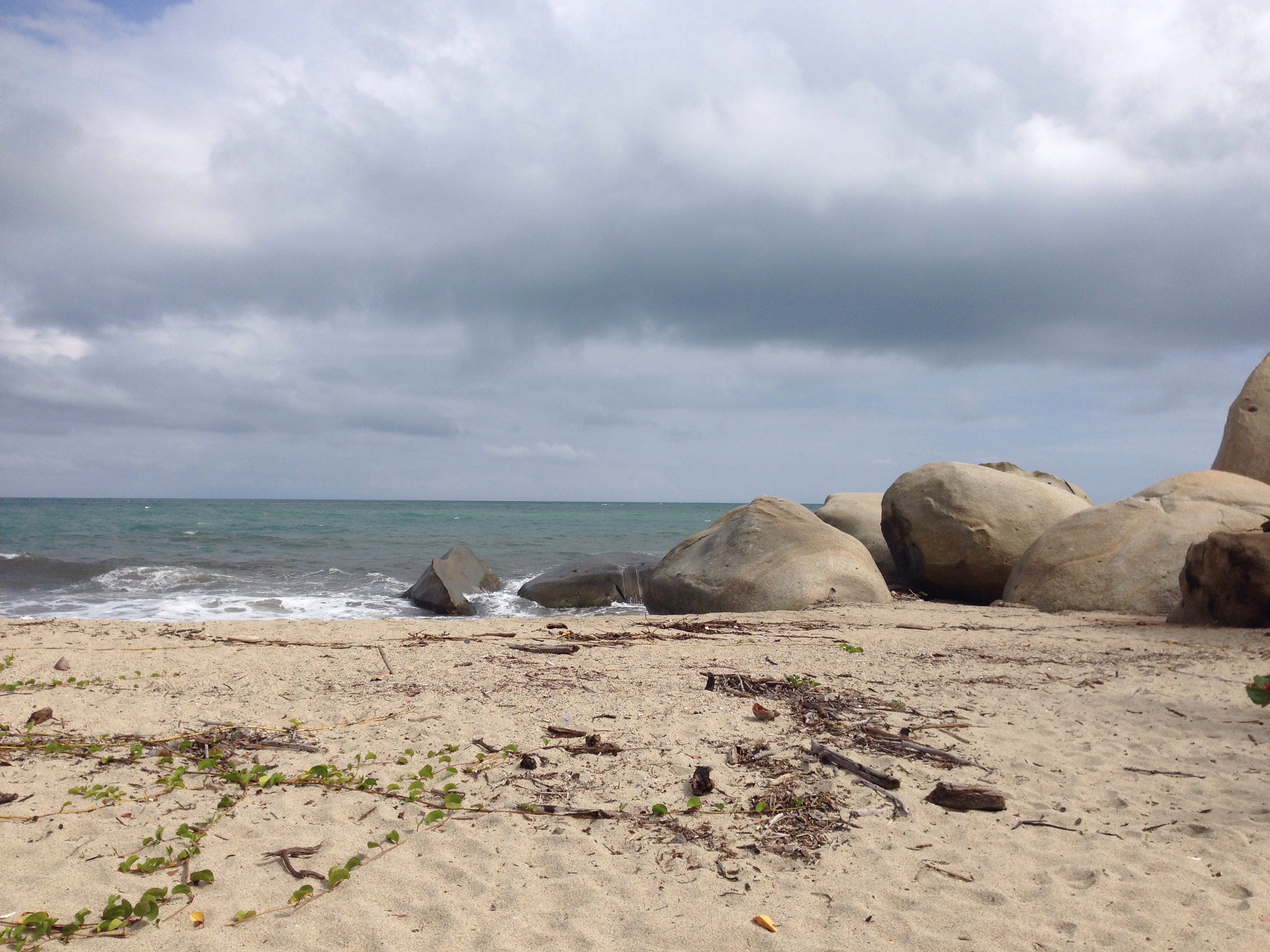 Boulders on the beach.