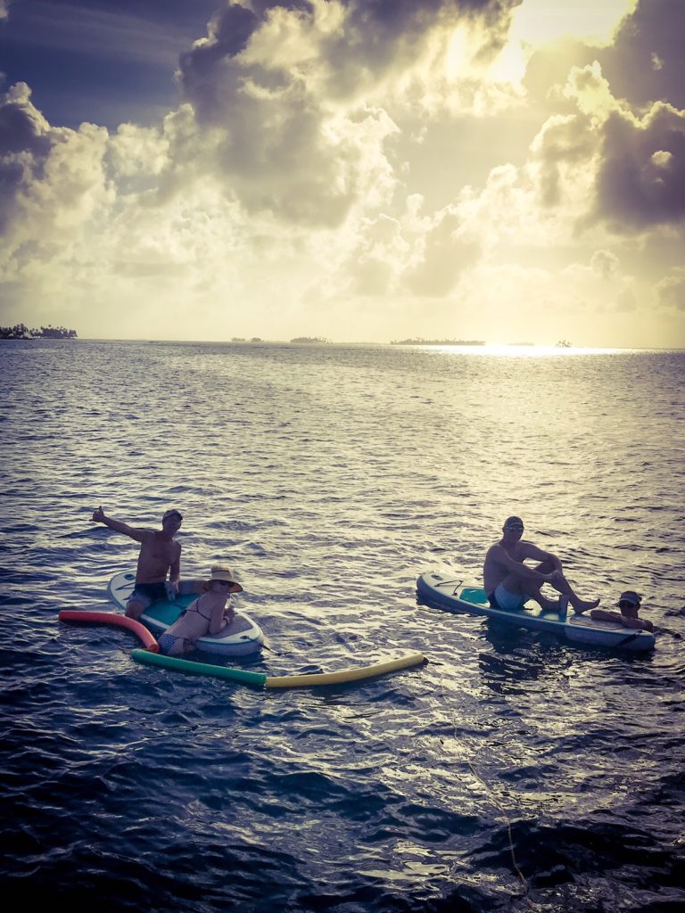 Enjoying sundowners in the water.
