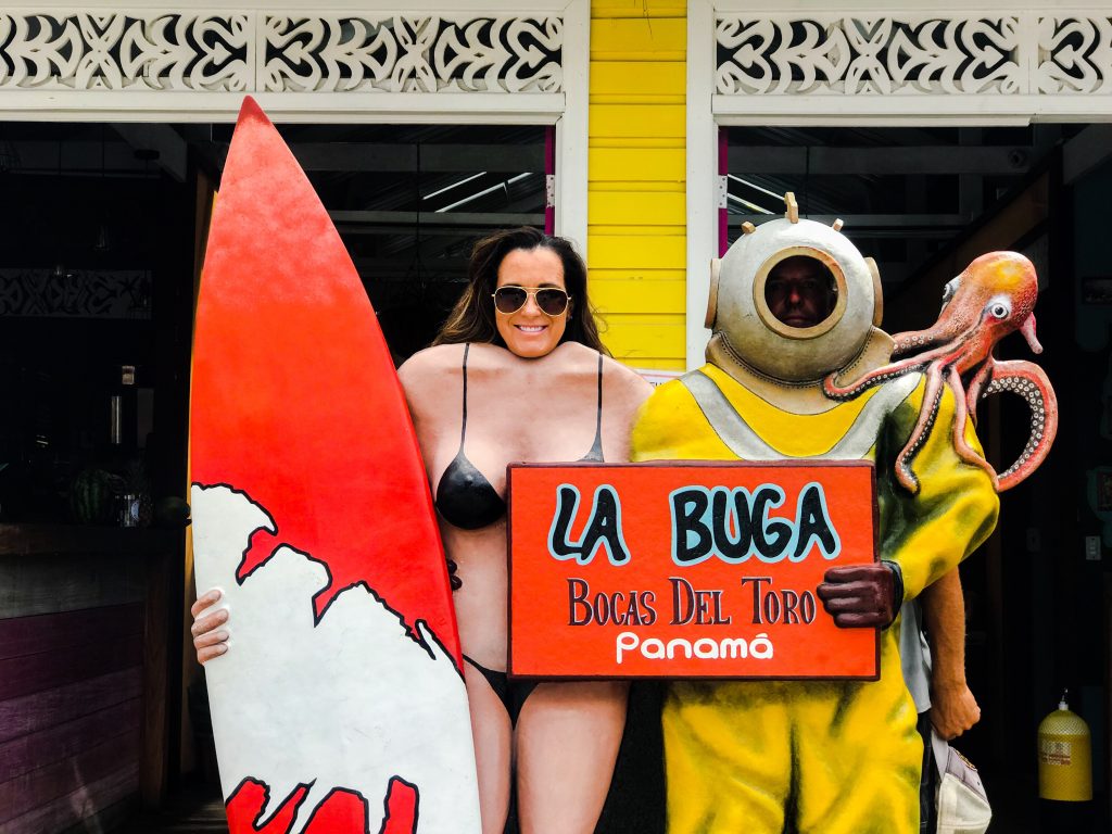 Surfer and diver at La Buga.