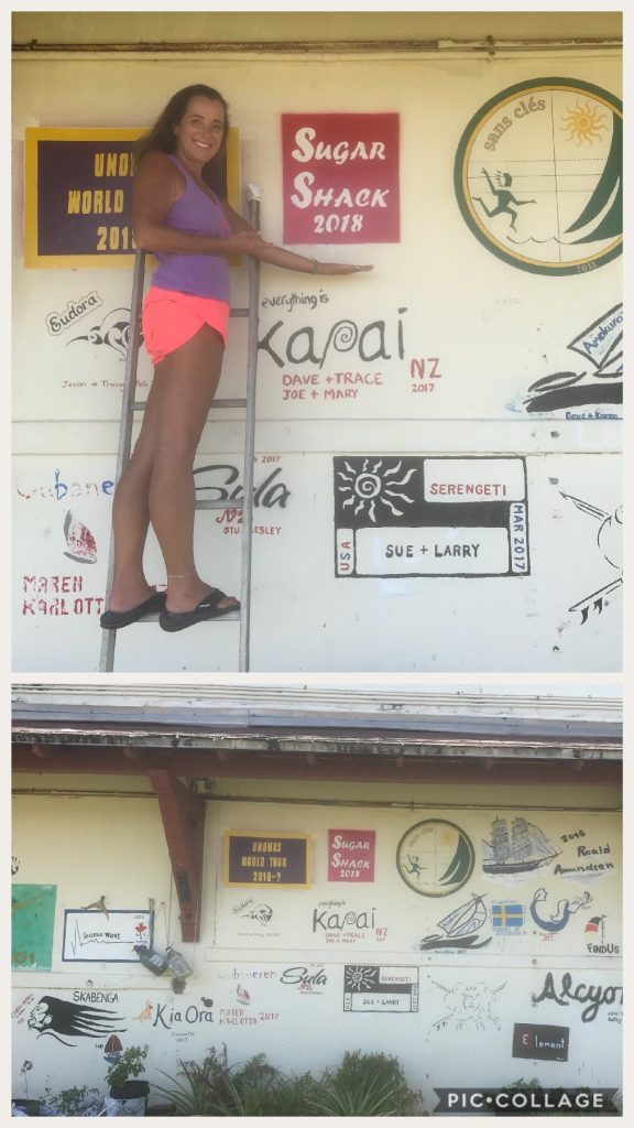 Sugar Shack branded the sail loft wall.