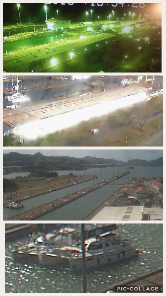 Web cam shots of us transiting the Panama Canal