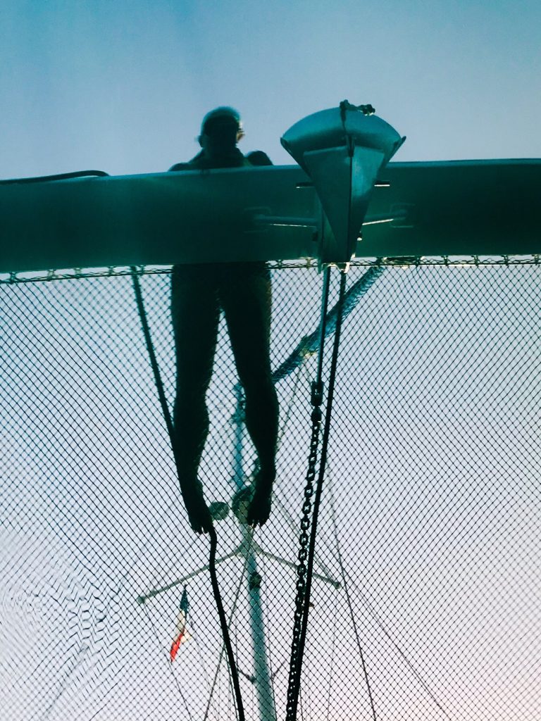 My reflection on the water while underway.