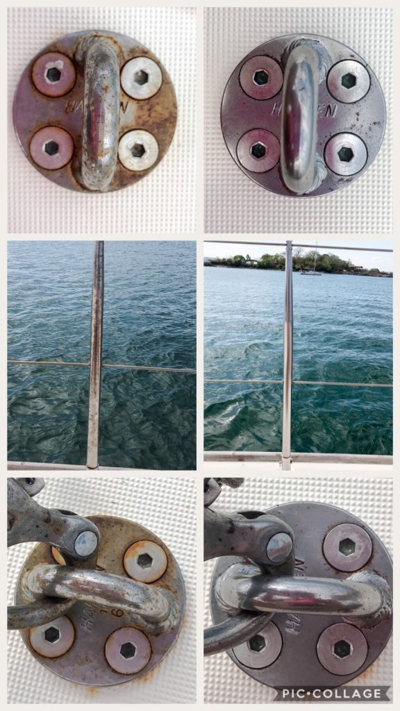 Cleaning up the stainless on the boat