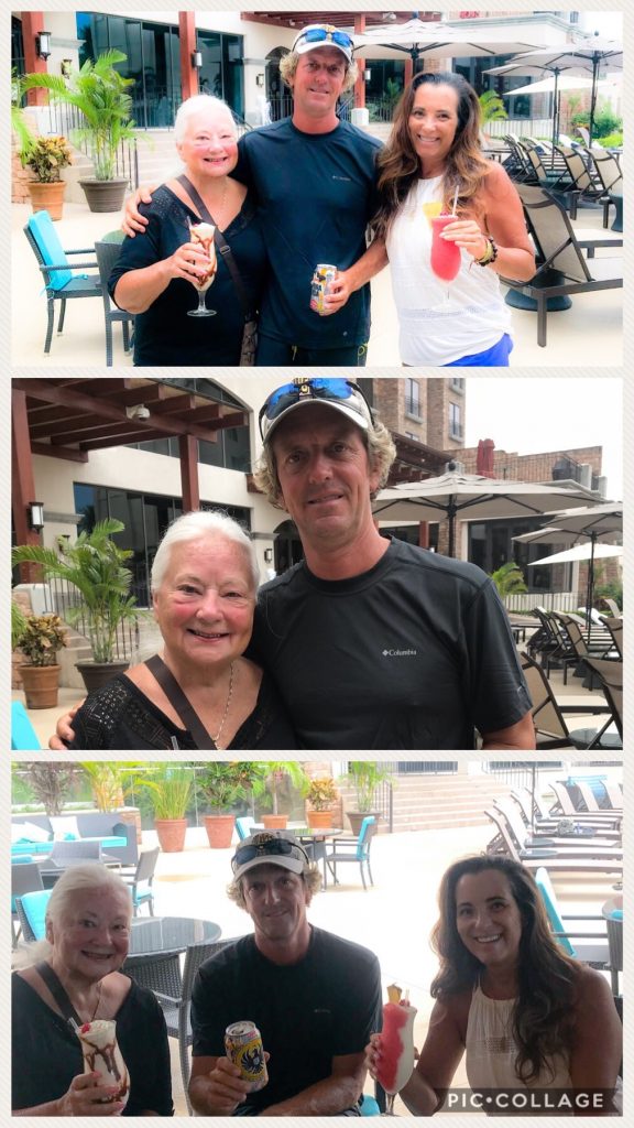 Cocktails by the pool to celebrate with Monica.