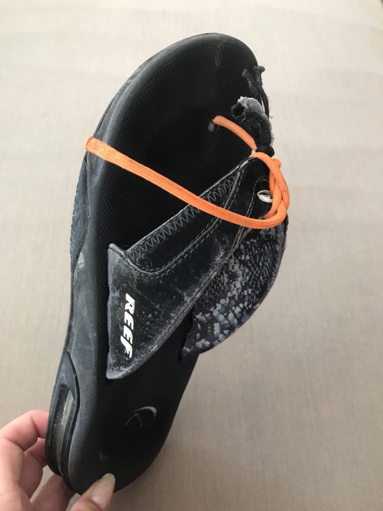 Blown flip flop with repair