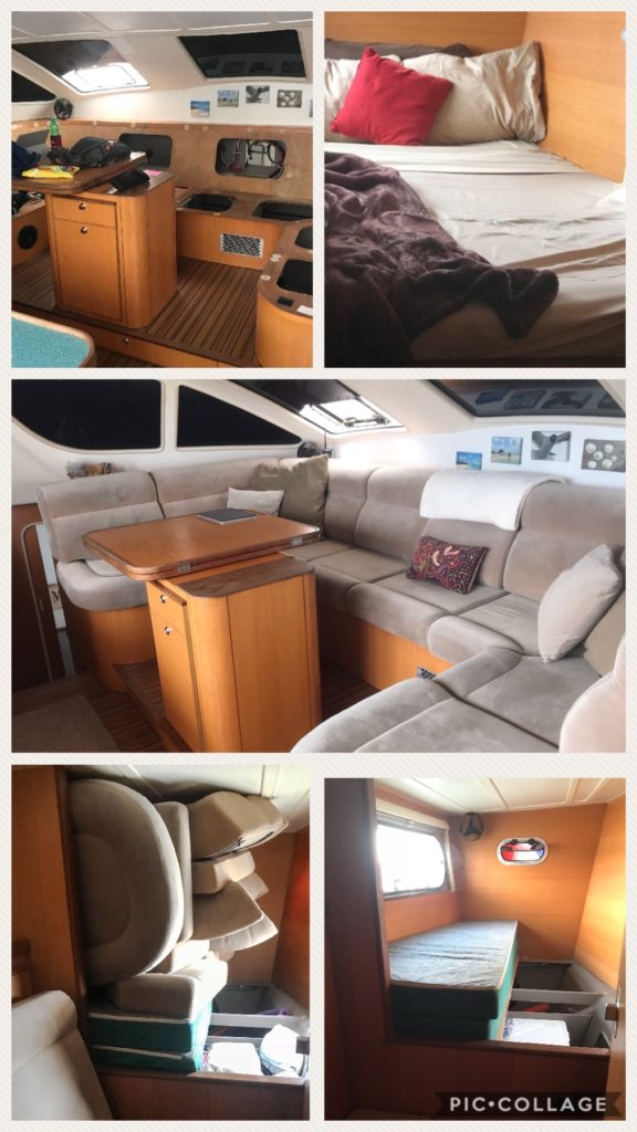 Before and After forward cabin and main salon