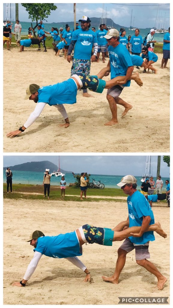 Men's wheel barrow race